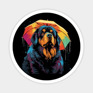 Tibetan Mastiff Rainy Day With Umbrella Magnet